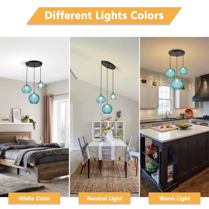 KCO 3 lights Modern Green Striped Glass Pendant Light (L7089)