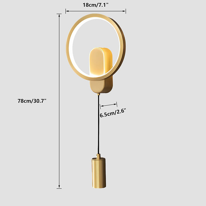 KCO Modern Dimmable Circle Metal Gold Wall Light (W8071)