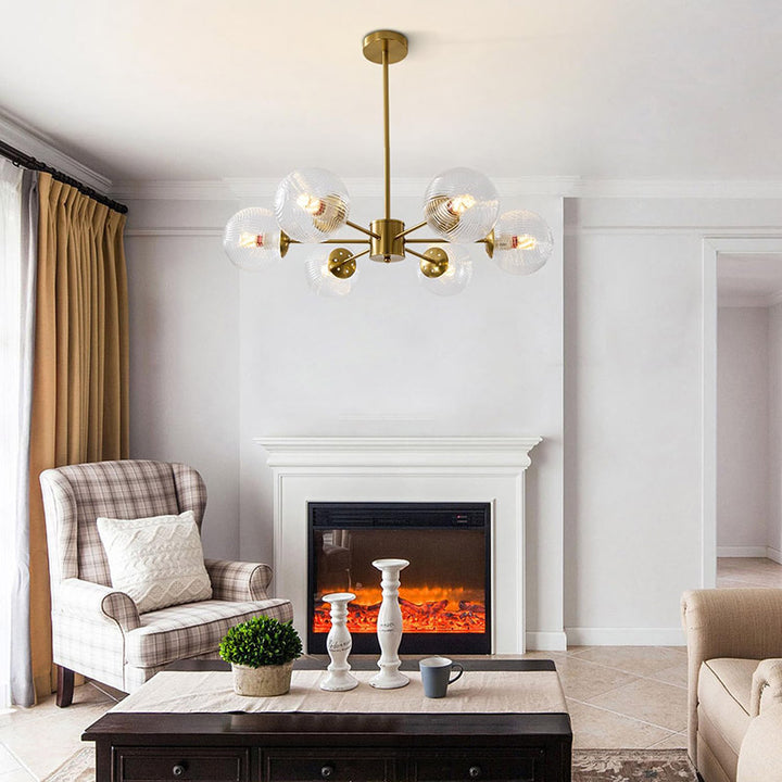 KCO Green and Brass Blown Sputnik Chandelier with 6 Lights (L7163)