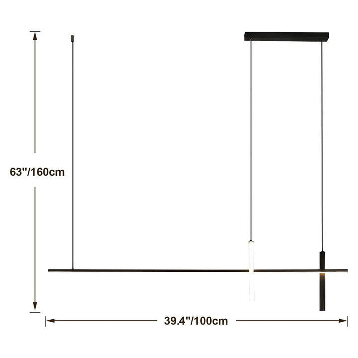 KCO Modern Dimmable LED Linear Matte Black Chandelier (L7164)