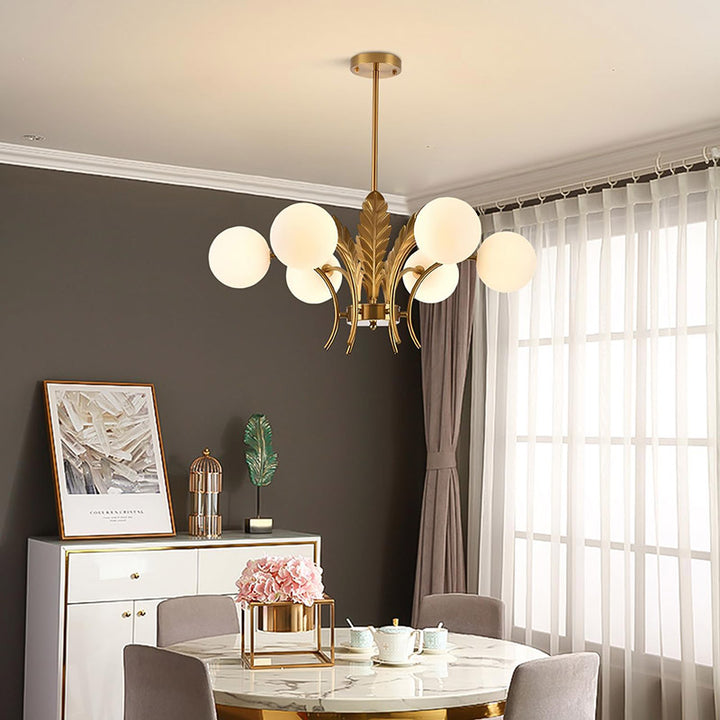 KCO Vintage Gold Chrome Leafs Sputnik Chandelier with 6 Lights (L7162)