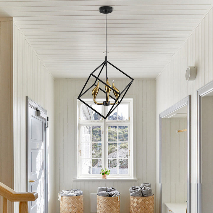 KCO 3 Light Geometric Black Pendant Cage Light (L7099£©