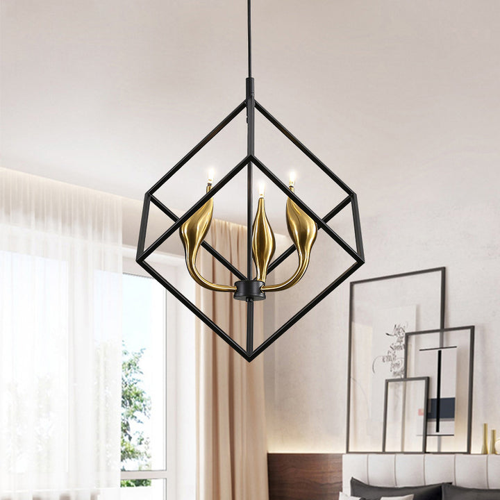 KCO 3 Light Geometric Black Pendant Cage Light (L7099£©