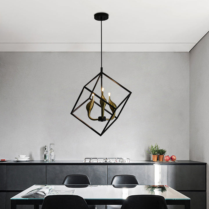 KCO 3 Light Geometric Black Pendant Cage Light (L7099£©