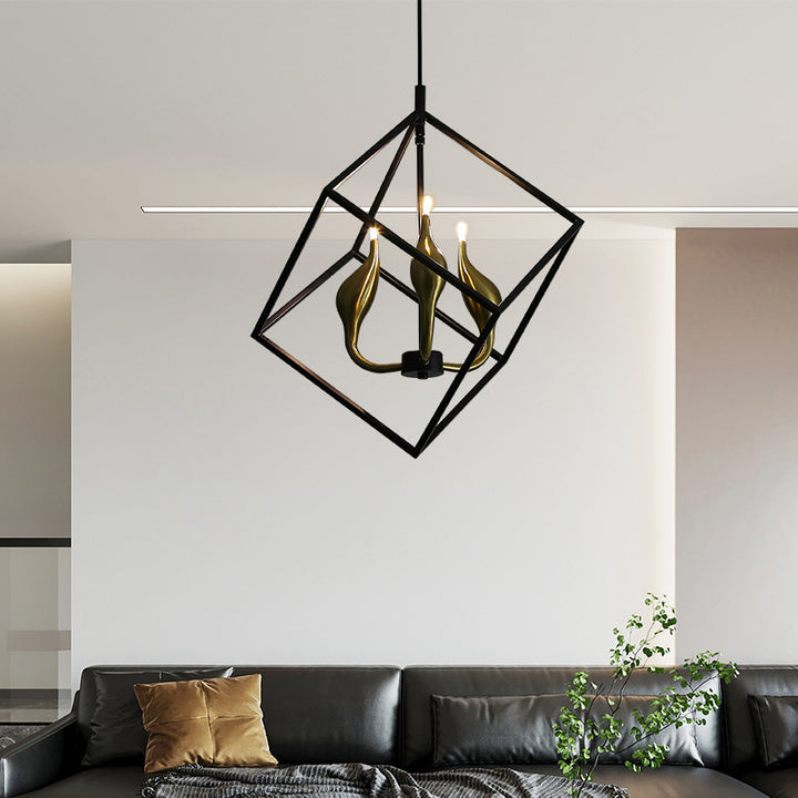 KCO 3 Light Geometric Black Pendant Cage Light (L7099£©