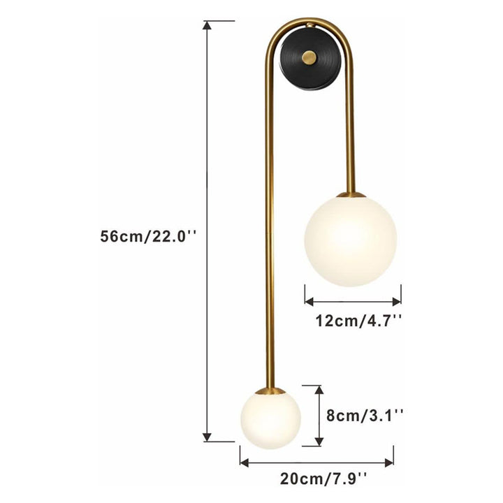 KCO Gold Long Arc Light Globes Wall Lamp Packs with Brass Fixture (W8068)