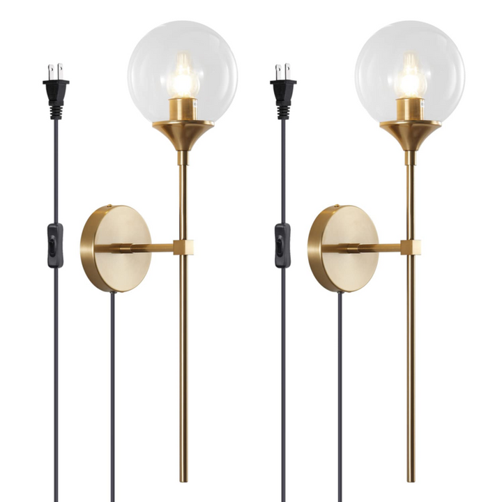 Gold Wall Light Fixtures with Plug In Cord