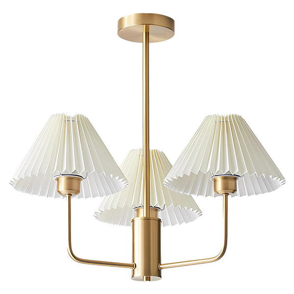 KCO White Fabric Lampshades Golden Sputnik Chandelier (L7169)