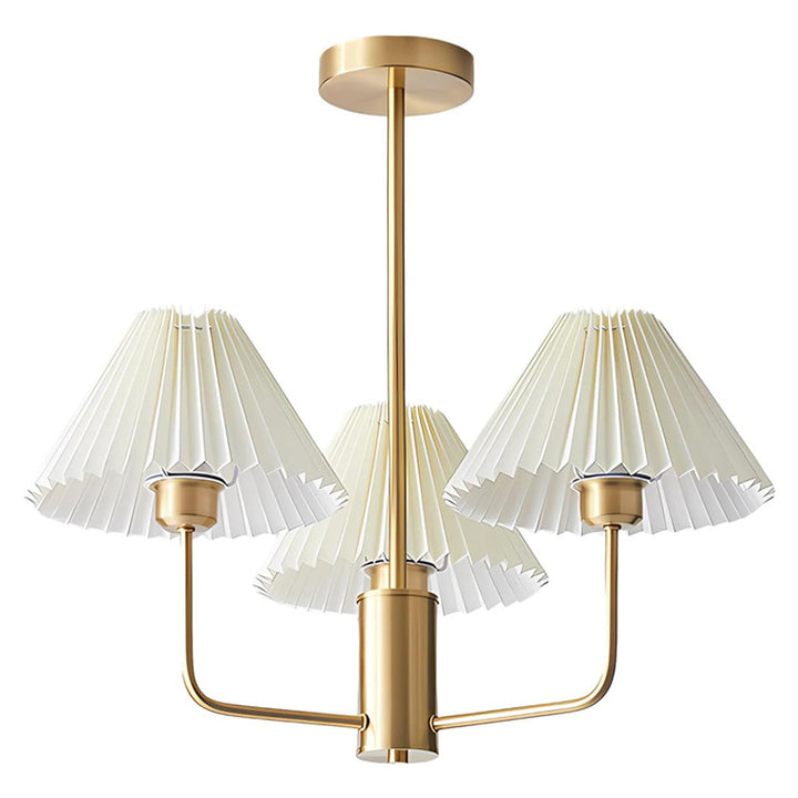 KCO White Fabric Lampshades Golden Sputnik Chandelier (L7169)