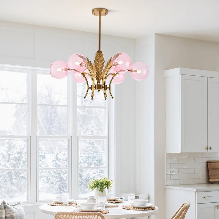 KCO Vintage Gold Chrome Leafs Sputnik Chandelier with 6 Lights (L7162)