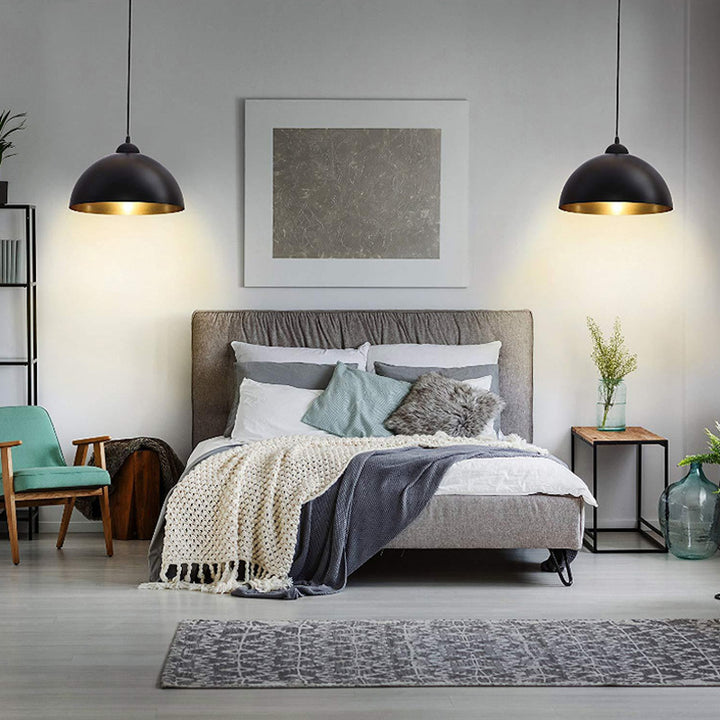 KCO Retro Black Dome Pendant Light Adjustable Ceiling Lamp(L7084)