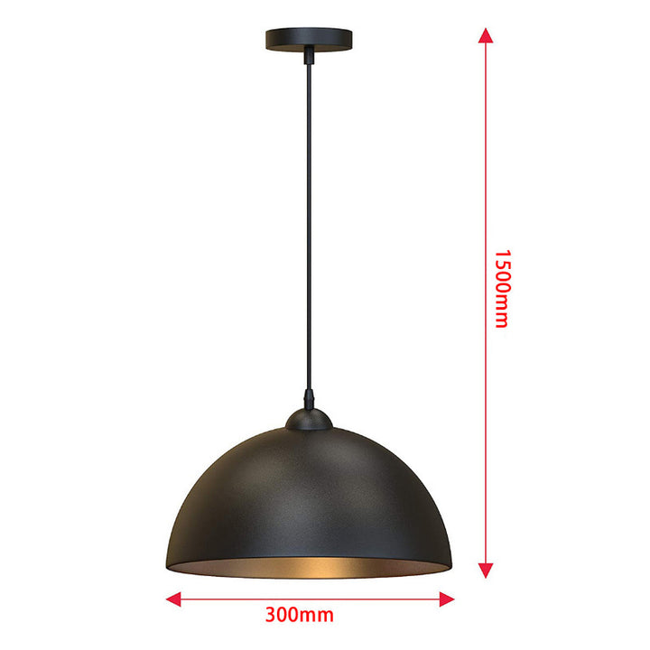 KCO Retro Black Dome Pendant Light Adjustable Ceiling Lamp(L7084)