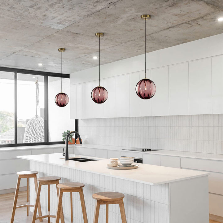 KCO Modern Large Globe Pendant Light Fixture Burgundy-9.8 (L7105)