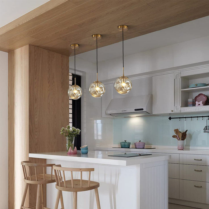 KCO Modern Irregular 9.8 Amber Globe Hanging Pendant Light (L7080)