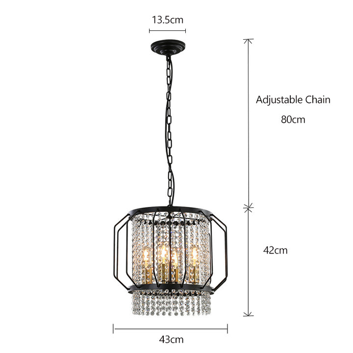 Farmhouse Black Chandelier wiht Metal Crystal