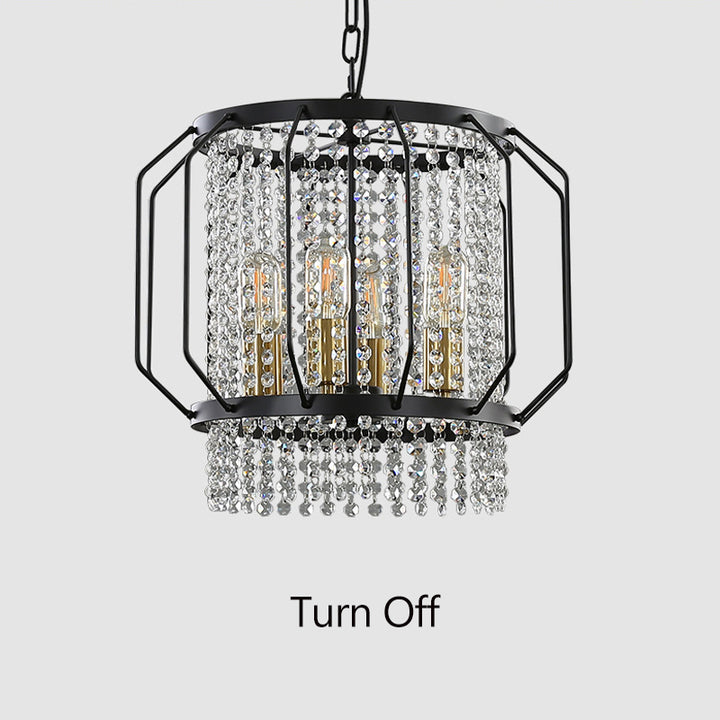 Farmhouse Black Chandelier wiht Metal Crystal