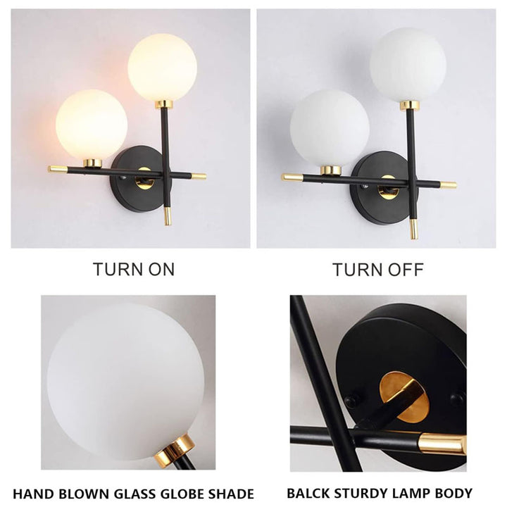 KCO Vintage Black Gold Magic Bean Globe Wall Sconces (W8066)