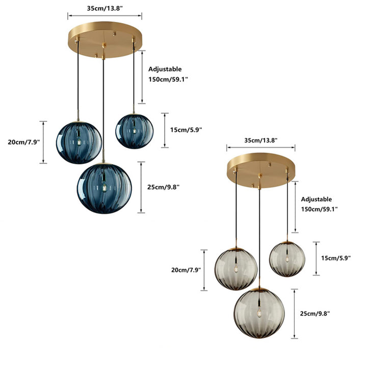 KCO Modern Large Blue and Grey Pendant Lights with 3 Sizes (L7165)