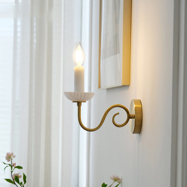 KCO Lighting White and Gold Candle Shape Wall Lamp (W8057)