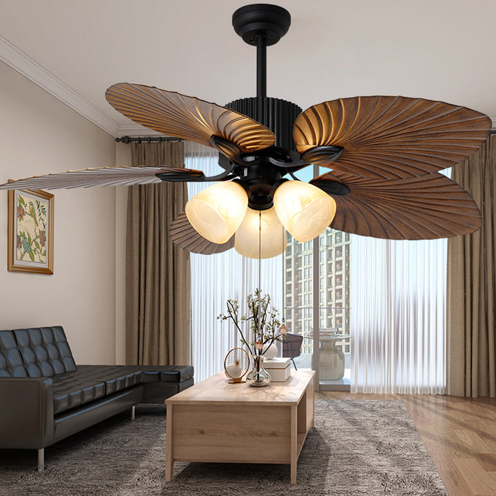 KCO 52 Inch Black Fan Chandelier  3 Light with Five Blade (L7112)