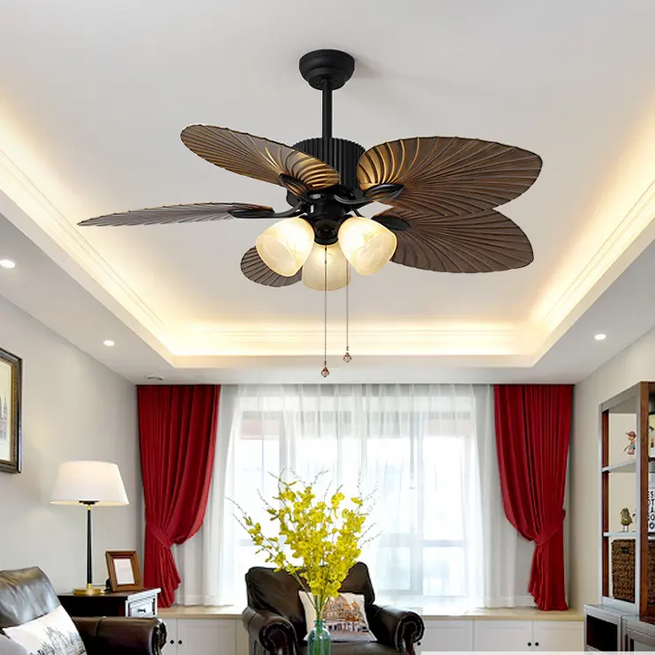 KCO 52 Inch Black Fan Chandelier  3 Light with Five Blade (L7112)