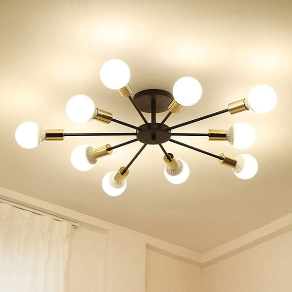 KCO Mid Century Black White Flush Mount 10-Light Ceiling Light  (C9035)