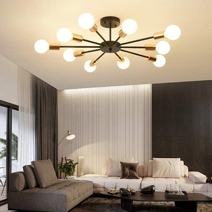 KCO Mid Century Black White Flush Mount 10-Light Ceiling Light  (C9035)