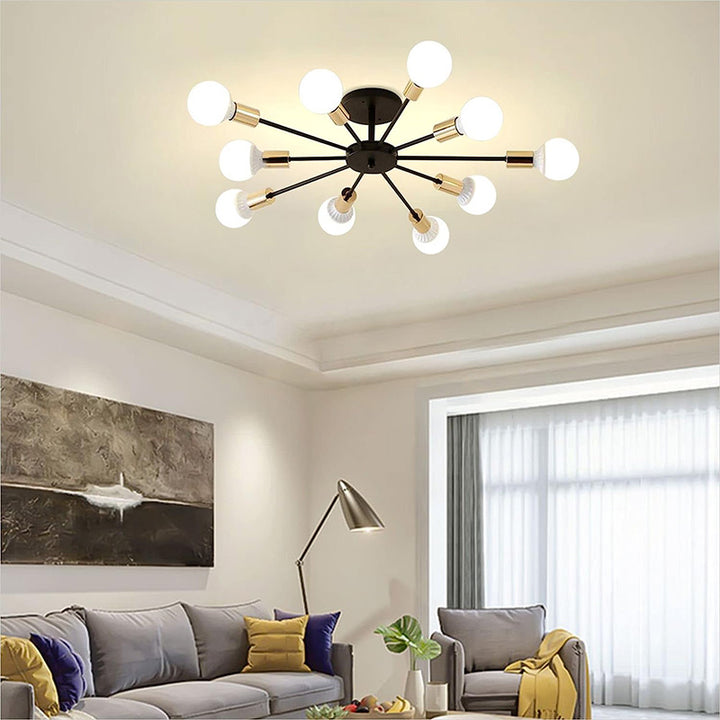 KCO Mid Century Black White Flush Mount 10-Light Ceiling Light  (C9035)