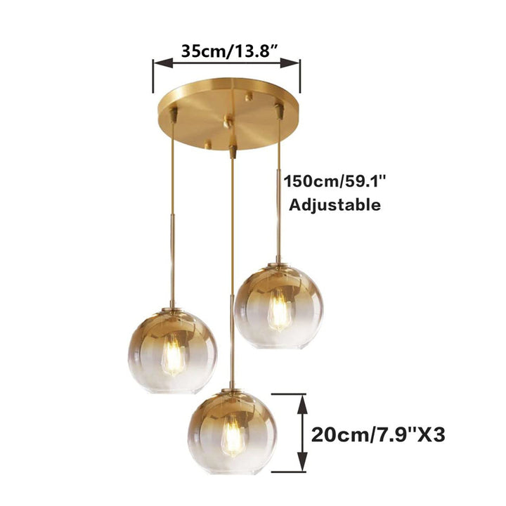 KCO Gold Gradient Pendant Light 3-Light Island Lighting(L7120)