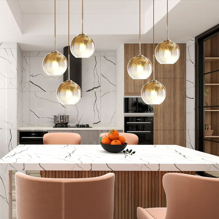 KCO Gold Gradient Pendant Light 3-Light Island Lighting(L7120)
