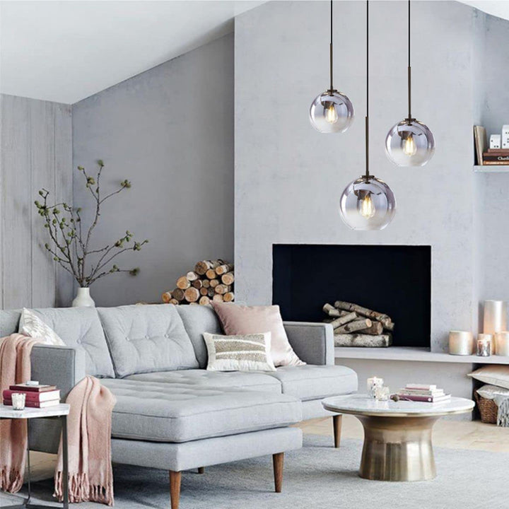 KCO 3-Light Silver Gradient Glass Globe Ceiling Pendant Light (L7088)