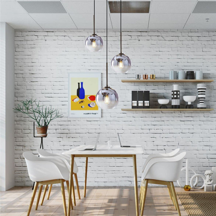 KCO 3-Light Silver Gradient Glass Globe Ceiling Pendant Light (L7088)