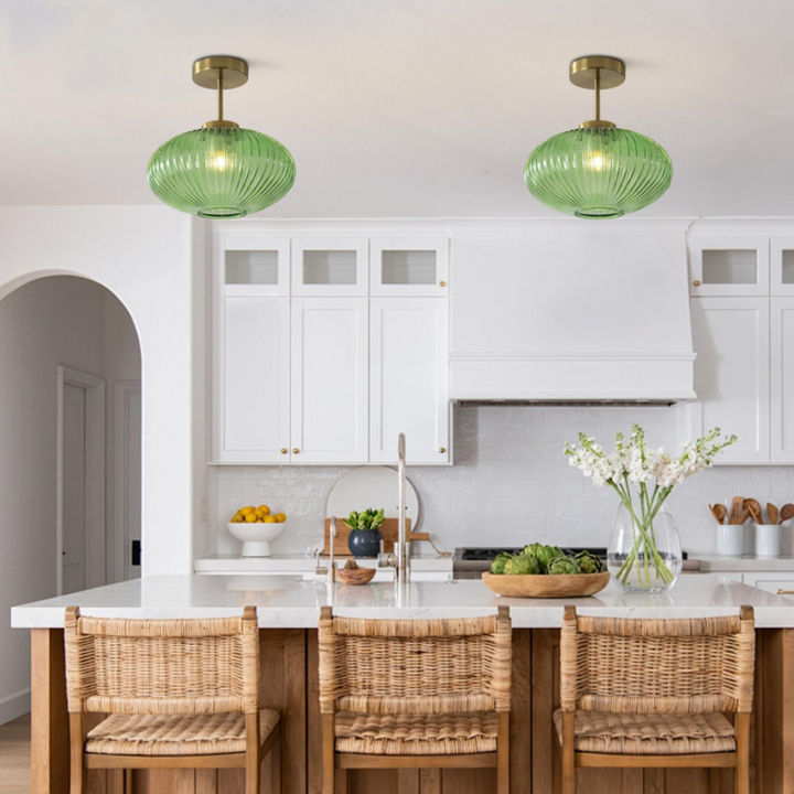 green brass ceiling light