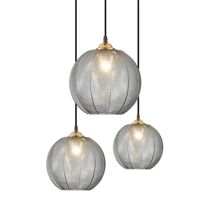 KCO 3 lights Modern Green Striped Glass Pendant Light (L7089)