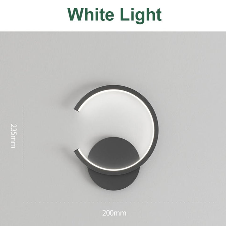 KCO Modern Minimalist Black Round Plate LED Wall Lamp