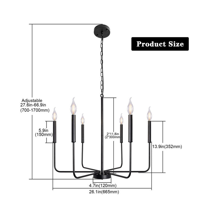 KCO Modern Farmhouse Chandelier 8 Light Candle Hanging Light(L7129)