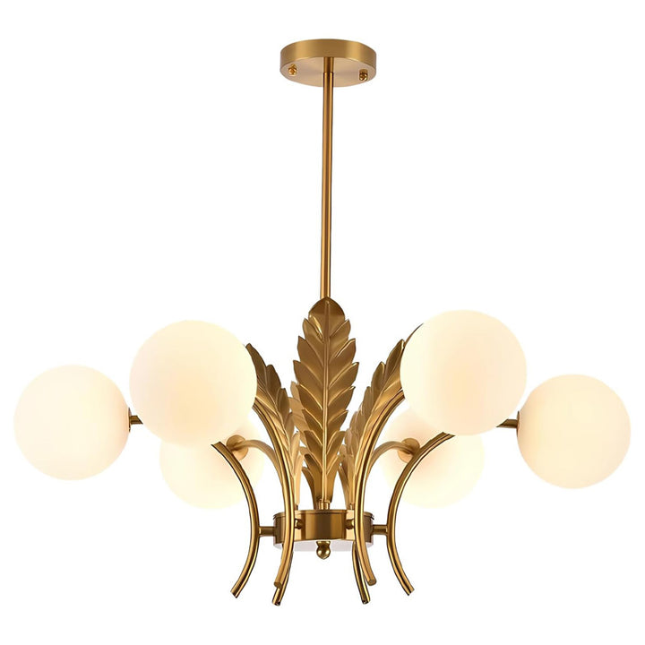 KCO Vintage Gold Chrome Leafs Sputnik Chandelier with 6 Lights (L7162)