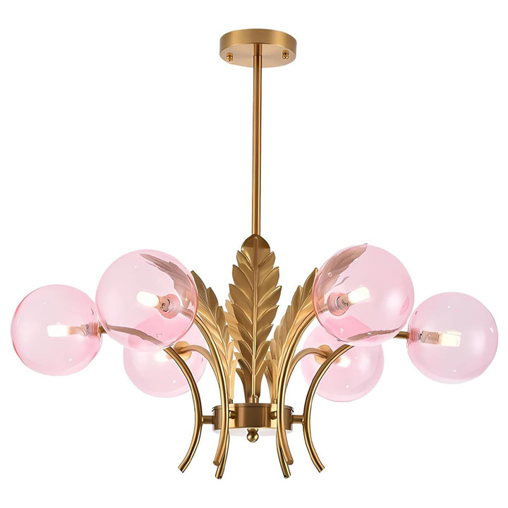 KCO Vintage Gold Chrome Leafs Sputnik Chandelier with 6 Lights (L7162)