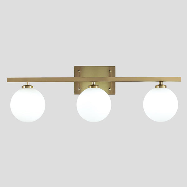 KCO Brass Vanity Mirror Sconces with Frosted Glass Globes (W8074)
