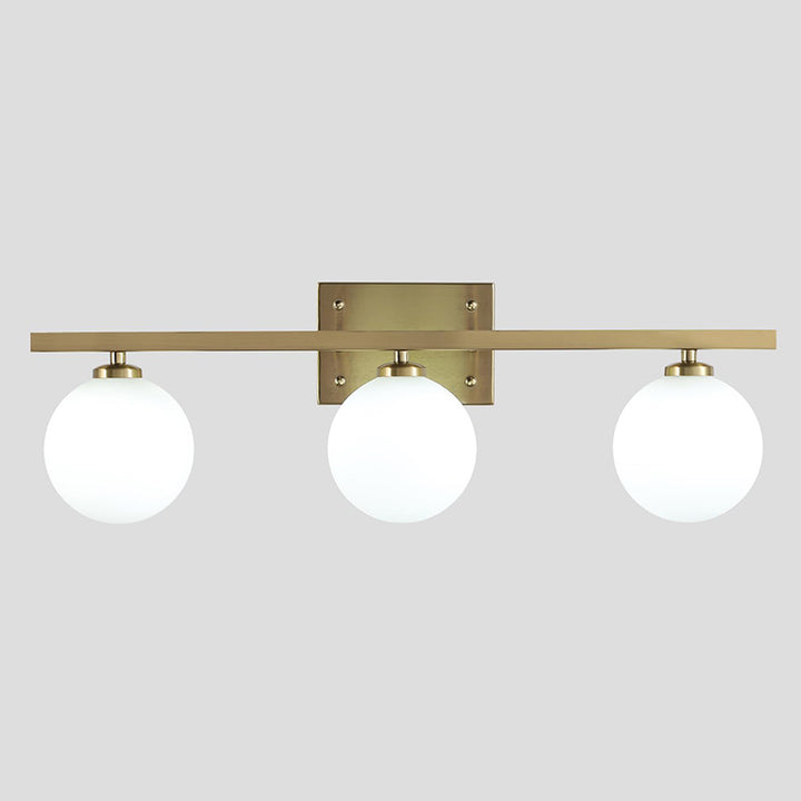 KCO Brass Vanity Mirror Sconces with Frosted Glass Globes (W8074)
