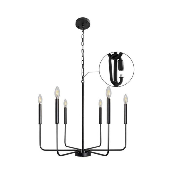 KCO Modern Farmhouse Chandelier 8 Light Candle Hanging Light(L7124)