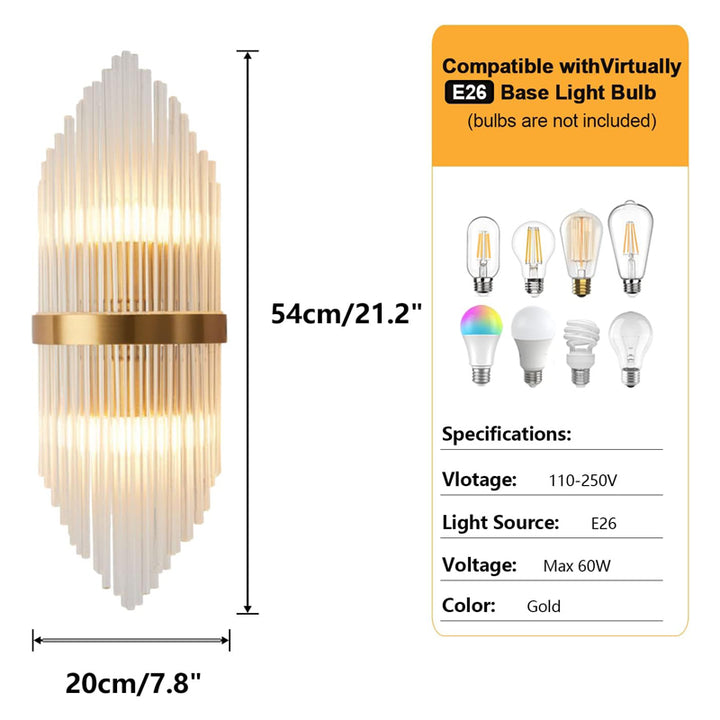 Modern Gold Crystal Wall Sconce 2 Pack (W8030)