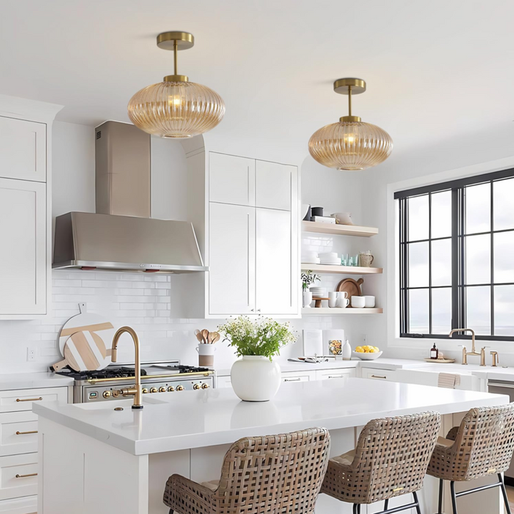 open globe ceiling light fixture kitchen island