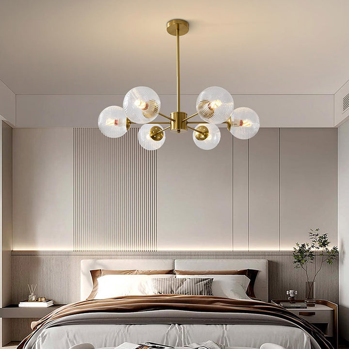 KCO Green and Brass Blown Sputnik Chandelier with 6 Lights (L7163)